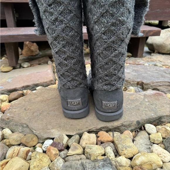 UGG Australia Classic Lattice Cardy Boots Tall Gray 3066 Women Size 10 - Picture 2 of 3